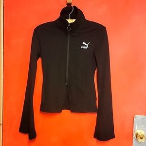 Puma Ribbed High Neck Flared Sleeve Track Jacket black Size S Small